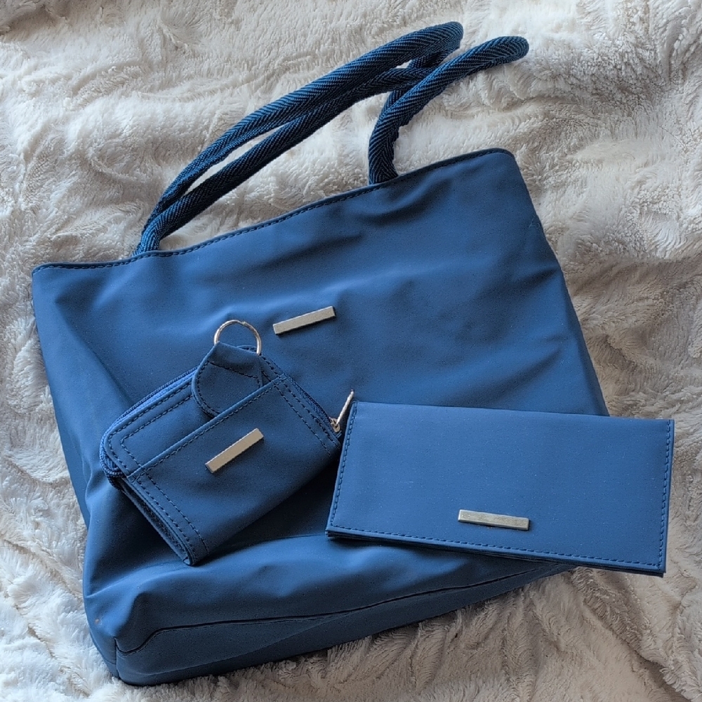 Vintage Elegant Blue Tote Bag Set